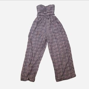 Fire Los Angeles Strapless Aztec Print Wide Leg Jumpsuit Size M